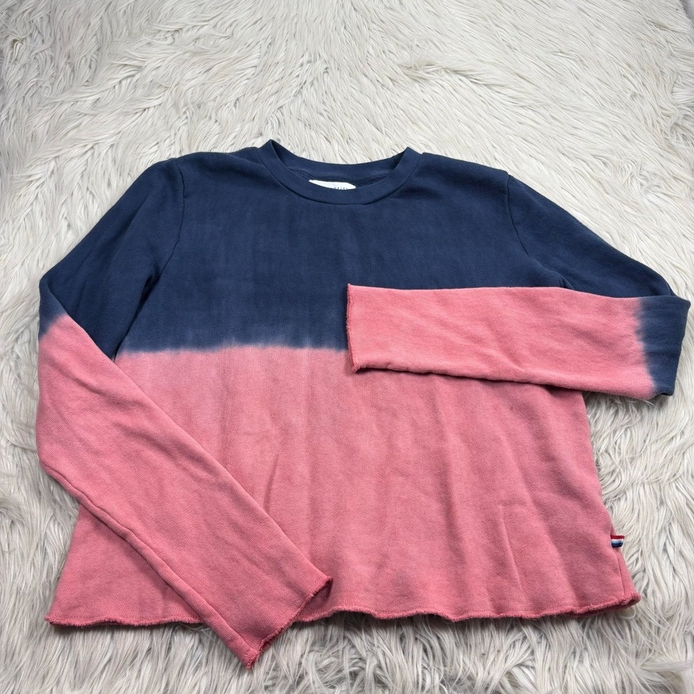 Sol Angeles Women's XS Navy‎ Pink Ombre Crew Sweatshirt Coastal Beach Boho